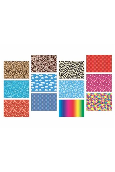 KESKİN COLOR Desenli Fon Kartonu 35x50 Cm 12 Li Karışık Renklerde 200951-99