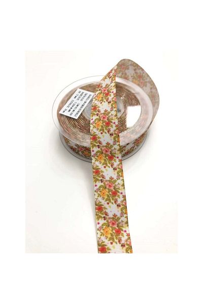 Hobigram Κορδέλα Grosgrain με μοτίβο λουλουδιών 2,5 cm – Ειδικό σχέδιο, αξεσουάρ, ποιοτική παραγωγή, εντυπωσιακό στυλ – Ku