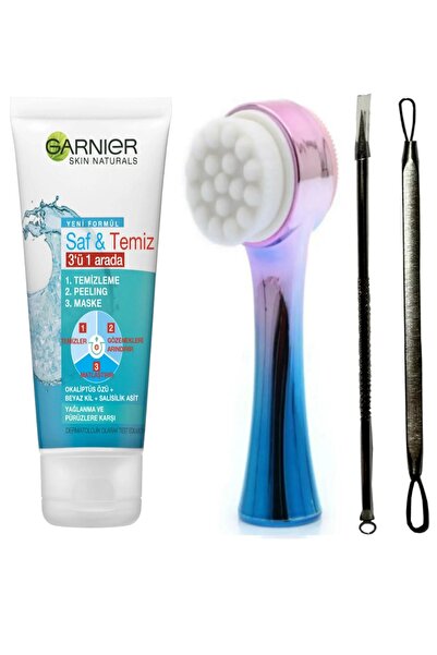Garnier Saf & Temiz Yağlanma & Pürüzlere Karşı Temizleme Jeli & Qax Yüz Temızleme Fırca Blue 2li Komedon