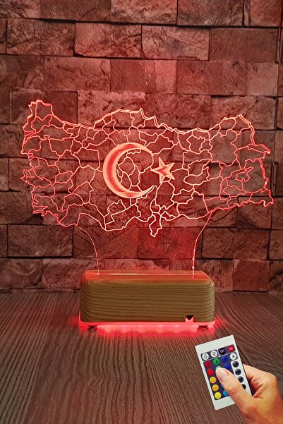 Vipyol Türkiye 3d Led Gece Lambası 16 Renkli Öğretmenler Günü Hediyesi