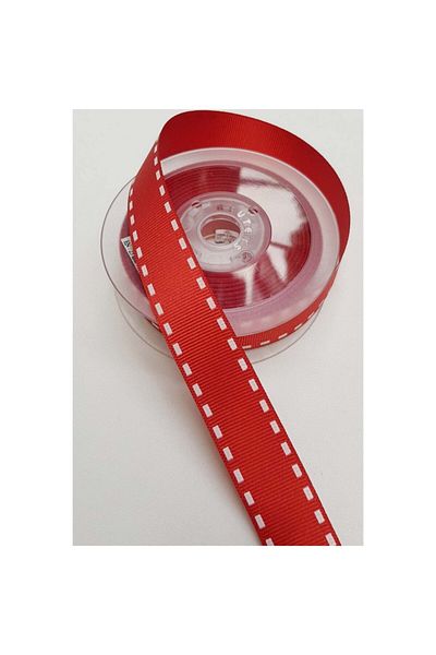 Hobigram Κόκκινη ριγέ εμπριμέ κορδέλα 2,5 cm – Ειδικό σχέδιο, αξεσουάρ, ποιοτική παραγωγή, εντυπωσιακό στυλ –