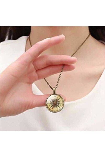 Müstesna Steampunk Tarz Pusula Kolye Eskitme Vintage Kolye Aksesuar