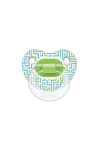 Wee Baby لهاية شفافة منقوشة رقم: 3 باللون الأخضر للأطفال فوق 18 شهرًا