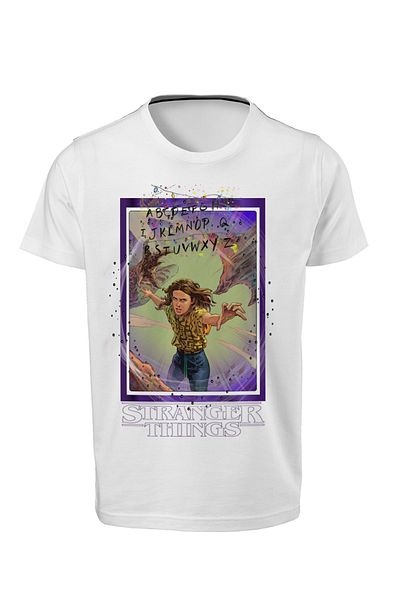 ACR Giyim Stranger Things - Tricou alb unisex cu imprimeu digital E-04