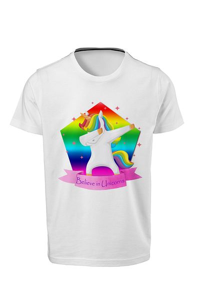 ACR Giyim Unicorns - Tricou alb unisex cu imprimeu digital E-05