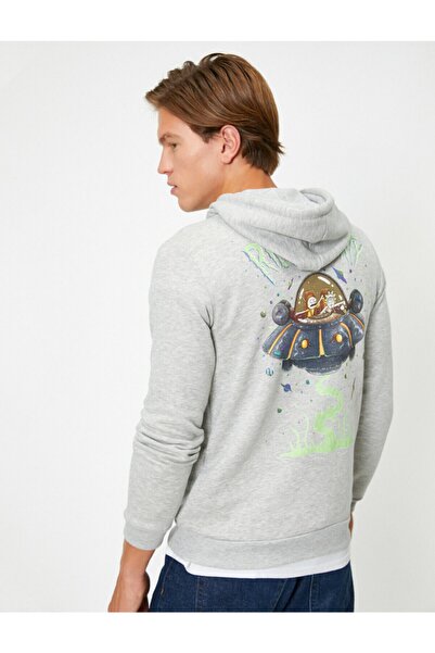 Koton Men's Gray Rick And Morty Printed Sweatshirt