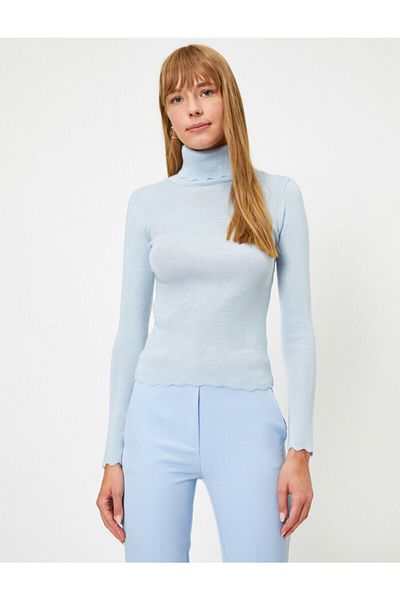 Koton Blauer Rollkragen-Basic-Pullover für Damen