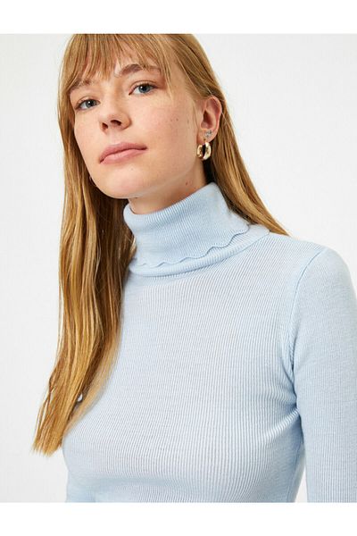 Koton Blauer Rollkragen-Basic-Pullover für Damen