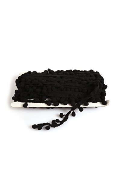 Koza Fermuar Şerit Siyah Ponpon Kurdele 20 m