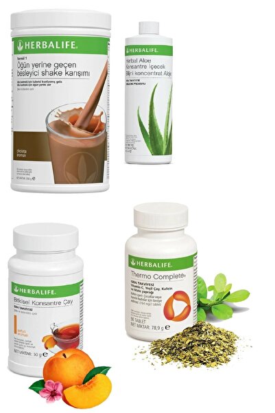 Herbalife Çikolata Shake 50 gr Limon Aromalı Çay Thermo Complete ve Shaker Set