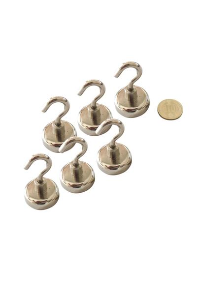 Mıknatıs Ar-Ge Kancalı Neodyum Pot Mıknatıs 6'lı Paket 25 mm