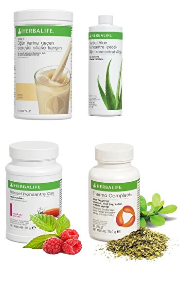 Herbalife Set Vanilya Shake- Aloe Suyu- 50 Gr Ahududu Aromalı Çay- Thermo Com...