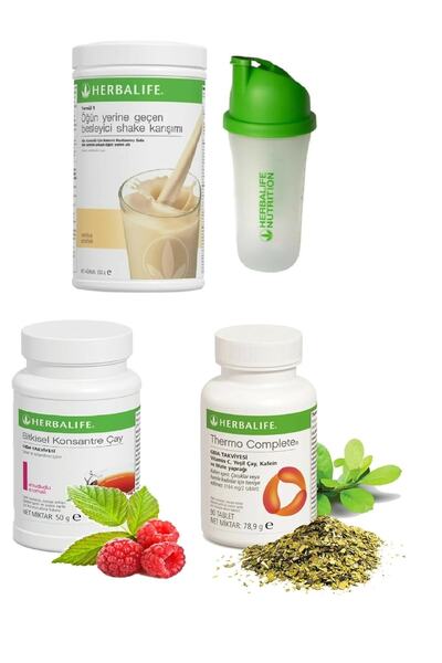 Herbalife Set Vanilya Shake- 50 gr Ahududu Aromalı Çay- Thermo Complete ve Sh...