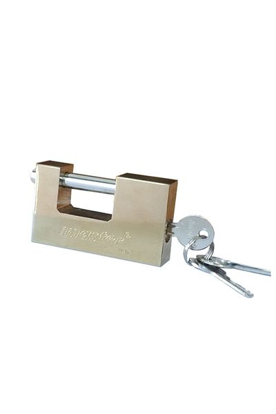 Master Brass 80 Mm Steel Sliding Shaft Flat Padlock