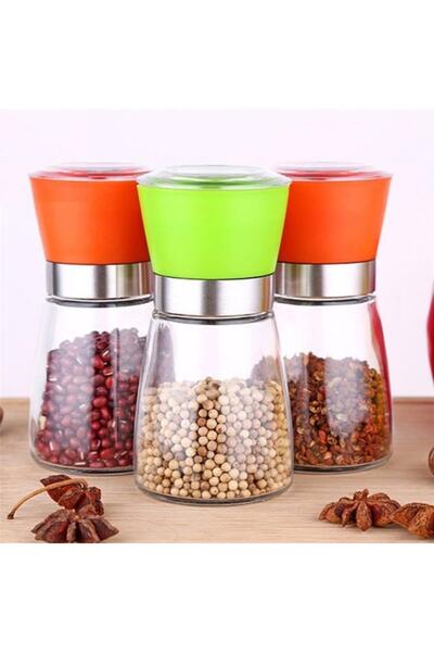 FırsatVar Cam Baharatlık Tuzluk Karabiber Baharat Kaya Tuzu Öğütücü Baharat D...