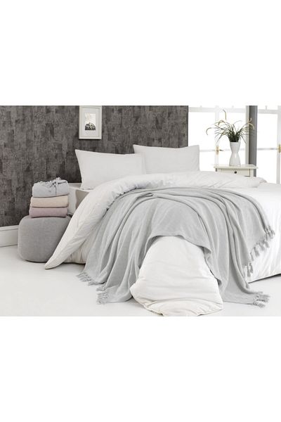 Upline Bıanca Gray Pique Sofa Shawl 120x190