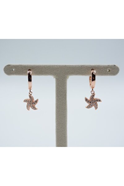 Swaroski Deniz Yıldızı Desenli Zirkon Taşlı 925 Ayar Gümüş Kadın Küpe