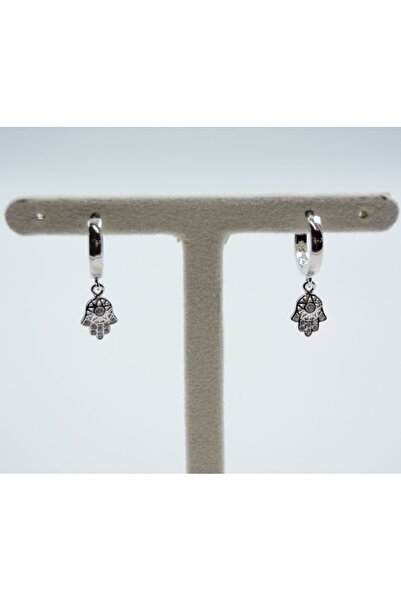 Swaroski Fatma Ana Eli Desenli Zirkon Taşlı 925 Ayar Gümüş Kadın Küpe (İthal ...