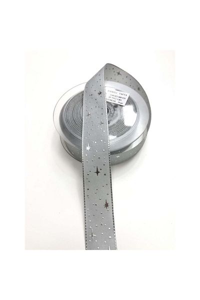Hobigram Κορδέλα Grosgrain με μοτίβο ασημί αστέρι 2,5 cm – Κορδέλα, κομψό σχέδιο, γυναικείο αξεσουάρ