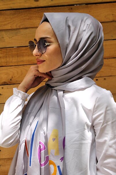 Armine Kadın Gri Pamuklu Şal