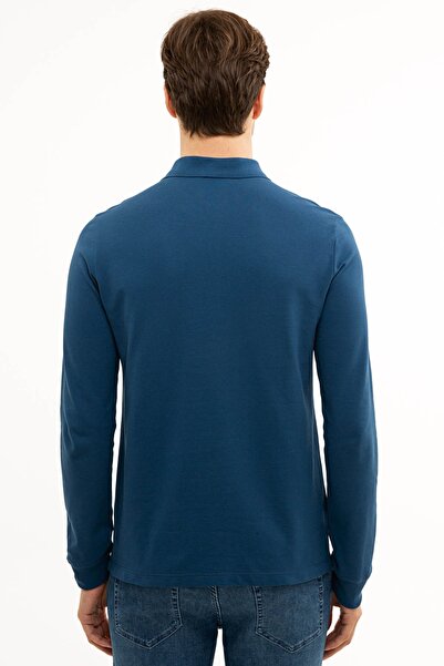 Pierre Cardin Ανδρικό φούτερ με λαιμόκοψη σε ανοιχτό μπλε Navy Slim Fit Polo