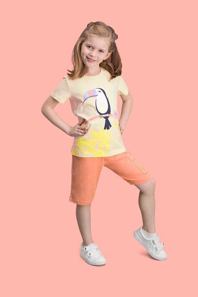 ROLY POLY بدلة برمودا بناتية بأكمام قصيرة