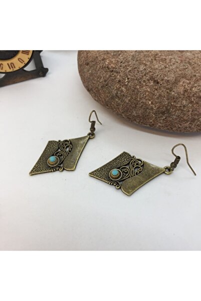 Porsuk Alternatif أقراط المينا الزرقاء ذات النقش العرقي الأزرق