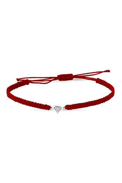 Altın Sepeti Pırlanta Şekilli Kırmızı Ip Pırlanta Bileklik