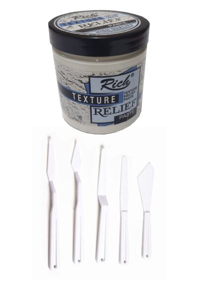 Rich Rölyef Pasta Texture 350 Gr Beyaz Spatula Plastik 5 Li Set