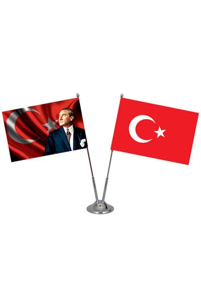 ibsALPİN BAYRAK Kırmızı 2'li  Masa Bayrak Takımı