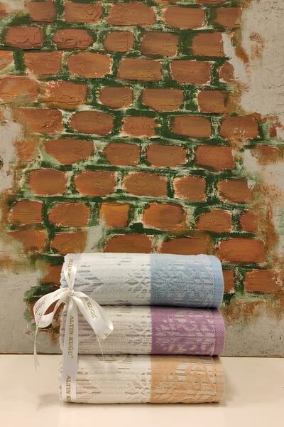 Özdilek منشفة جيسيل 3 قطع - بني أرجواني أزرق