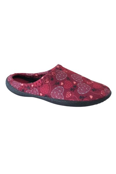 GEZER Women's Burgundy Heart Winter House Slippers