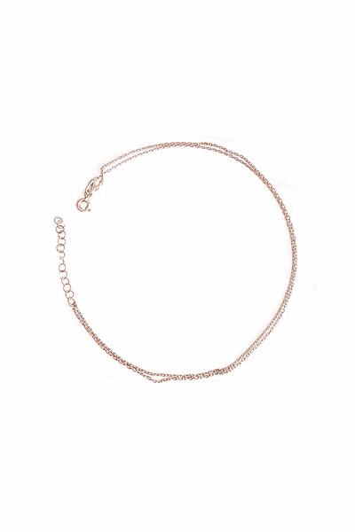 Trend Silver Gümüş Rose Çift Zincirli Halhal