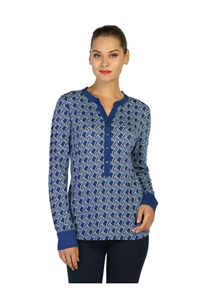 Bulalgiy Kadın Royal Uzun Kollu Baskılı Tişört - Bga041036