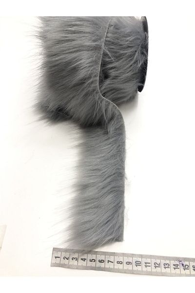 Hobigram Gray Artificial Fur Piping Ribbon 8 Cm-Pps-1011 – Decorative Ribbon, Stylish Design, Women's Accessory – Decorat