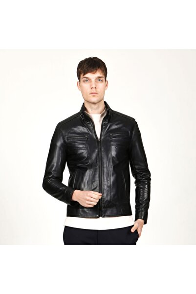 Dericlub 1084 Siyah Erkek Deri Mont
