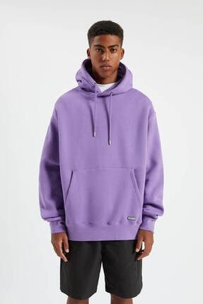 pull bear erkek lila kapusonlu kanguru cepli basic sweatshirt 09594513 fiyati yorumlari trendyol