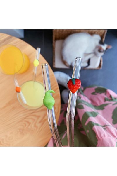 Minizooistanbul شفاطات زجاجية مع فاكهة، مجموعة من 4 قطع