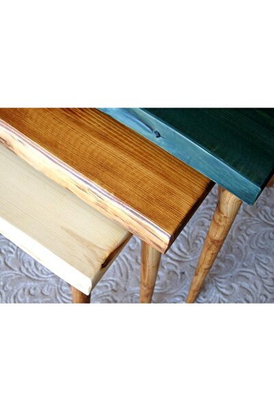 Mobenta Doğal Ağaç Masif Kütük 3’lü Zigon Sehpa