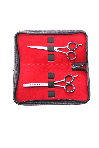 Solingen Silver Color Hairdresser Scissors and Efile Bag Set