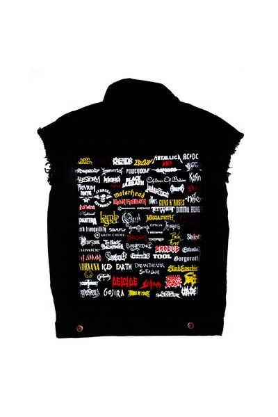 Modaroma Unisex Black Metal Groups Denim Vest