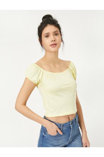 Koton Tricou galben de damă cu decolteu deschis