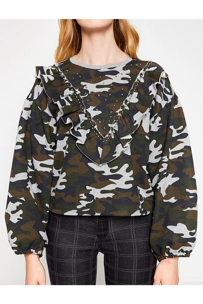 Koton Graues Damen-Sweatshirt 8KAL11583JK