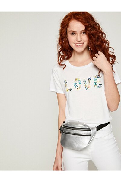 Koton Γυναικείο κοντομάνικο μπλουζάκι με λαιμόκοψη 8YAK13918EK