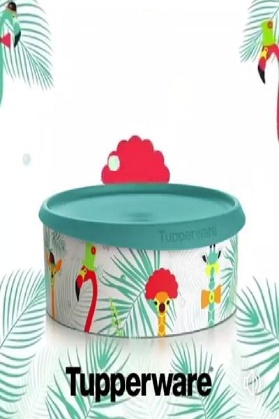 Tupperware 2.4 Liter Flamingo Pattern Cookie Box