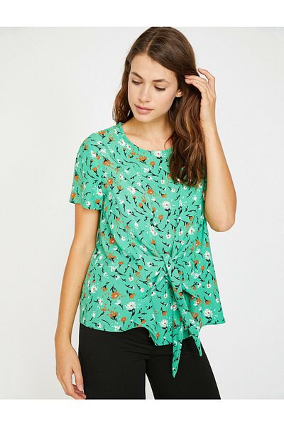Koton Bluză de damă verde, cu modele florale