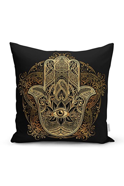 Realhomes Față de pernă cu design special cu motiv auriu al mâinii lui Fatima...