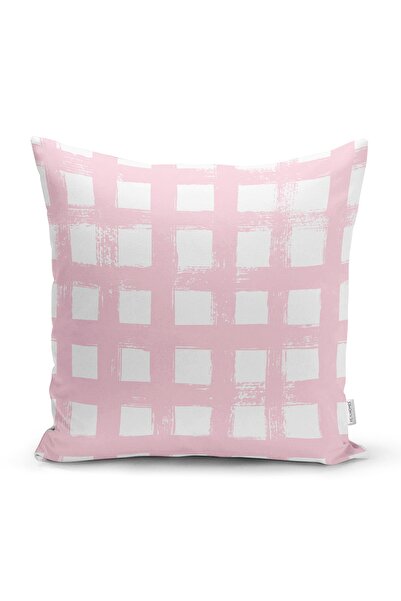 Realhomes Ukrasna jastučnica sa geometrijskim kvadratnim motivom na roze poza...