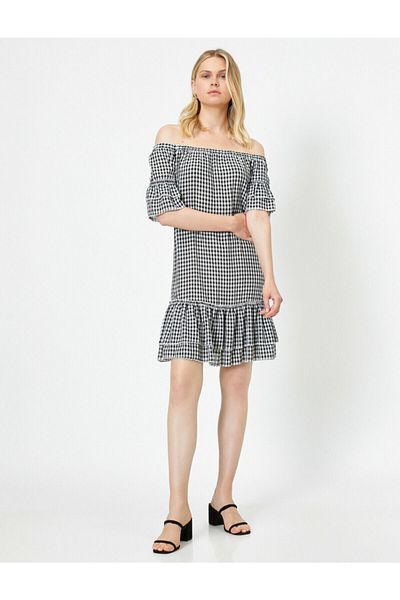 Koton Rochie alb-negru pentru femei 9YAK88015PW