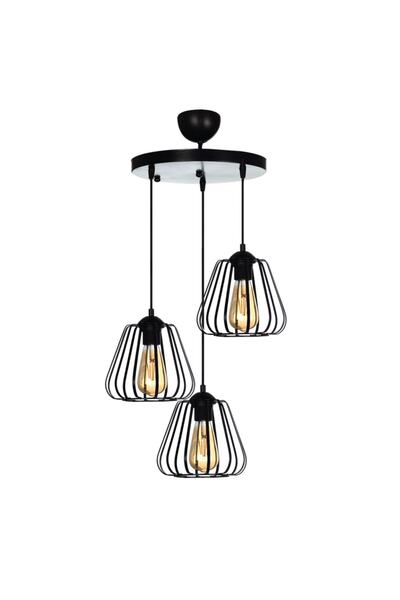 polataydinlatma Açelya 3 Lü Sarkıt Avize Siyah